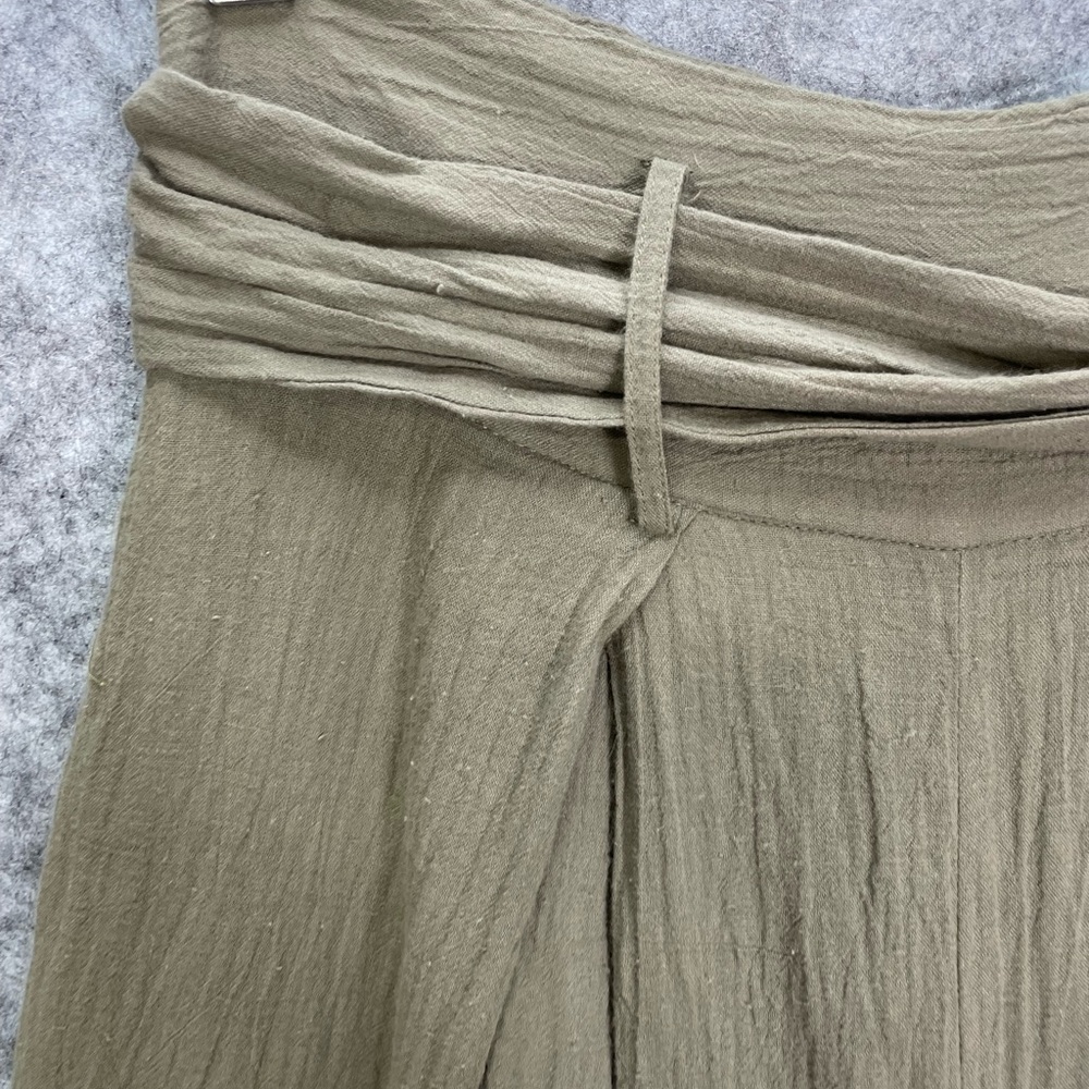 Sugar Lips Jaelyn High Waist Wide Leg Cropped Pants size Small Olive Green - Picture 3 of 12